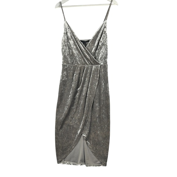 Dynamite Dress Womens Medium‎ Wrap Velvet Silver Grey Sleeveless Midi Pullover - Picture 4 of 12
